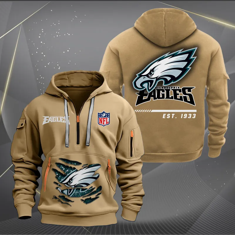 Philadelphia Eagles New Personalized Quarter Zip Hoodie