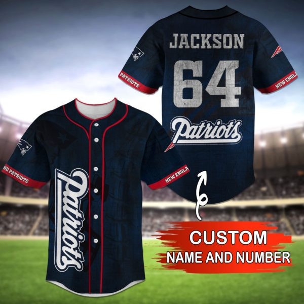 New England Patriots Personalized Baseball Jersey