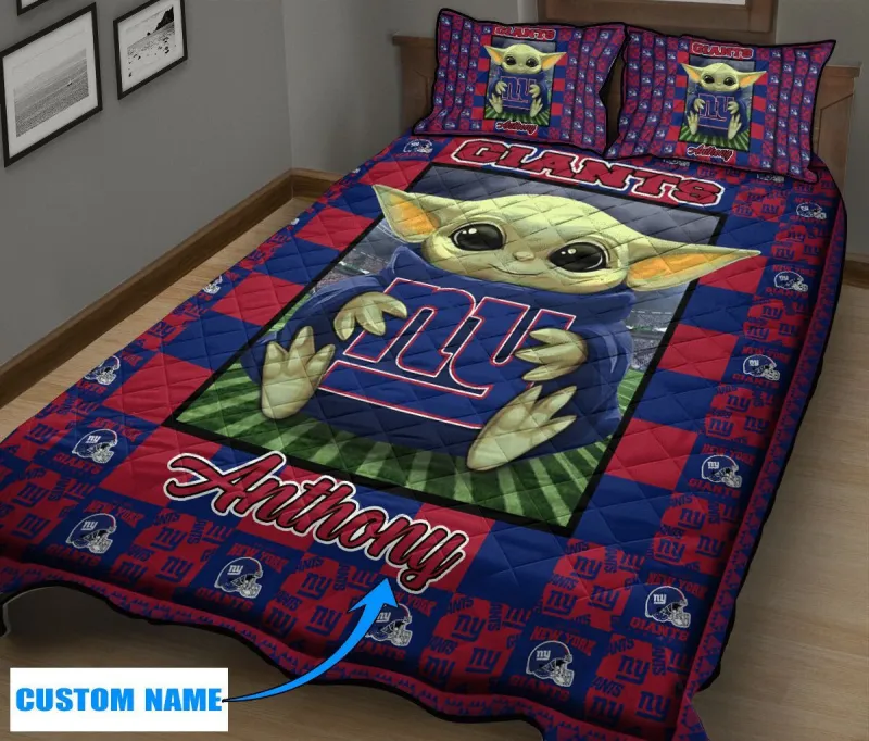 New York Giants Personalized Quilt Set Detail