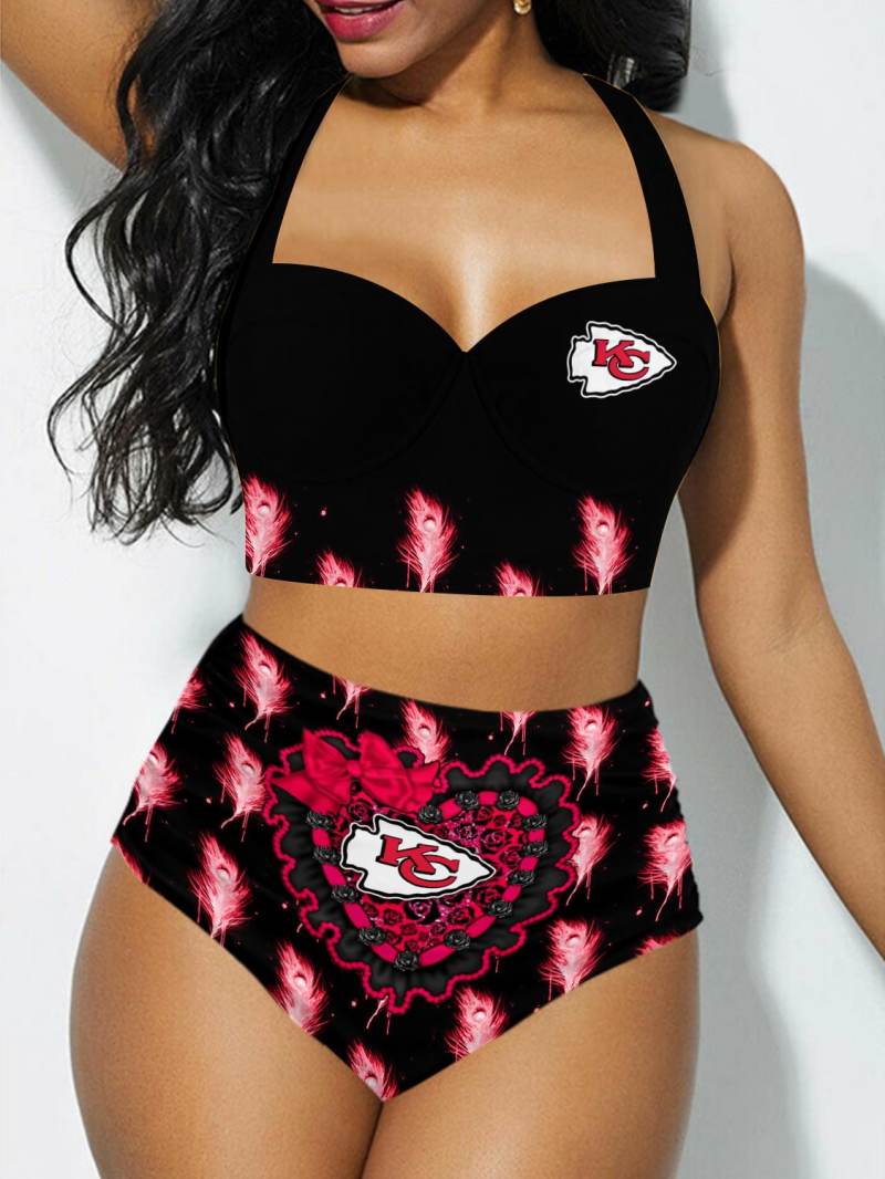 Kansas City Chiefs Sexy Print Bikini Swimsuit Front View