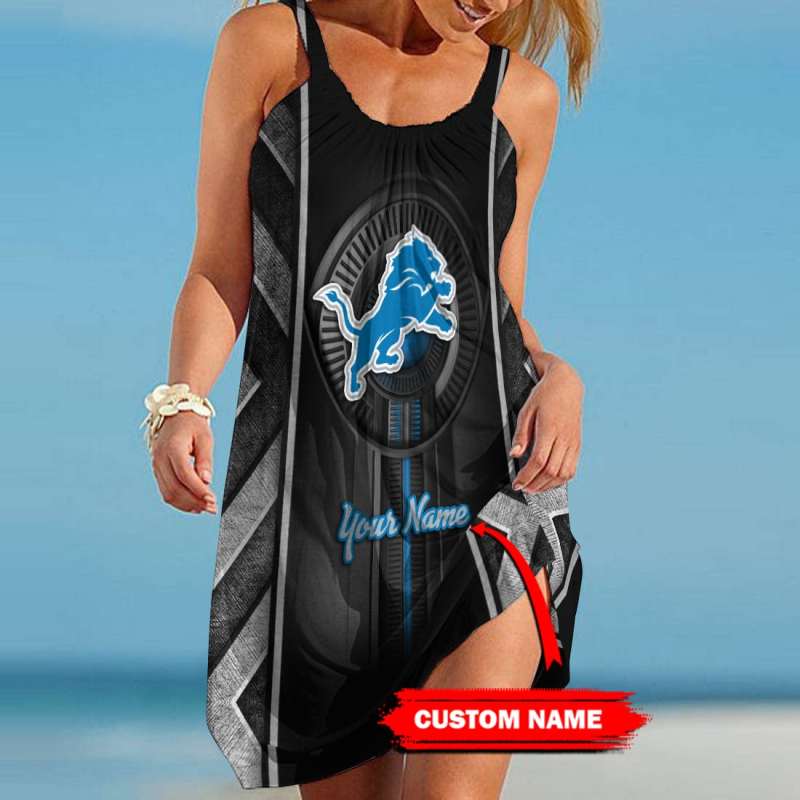 Detroit Lions Personalized Beach Dress Front View