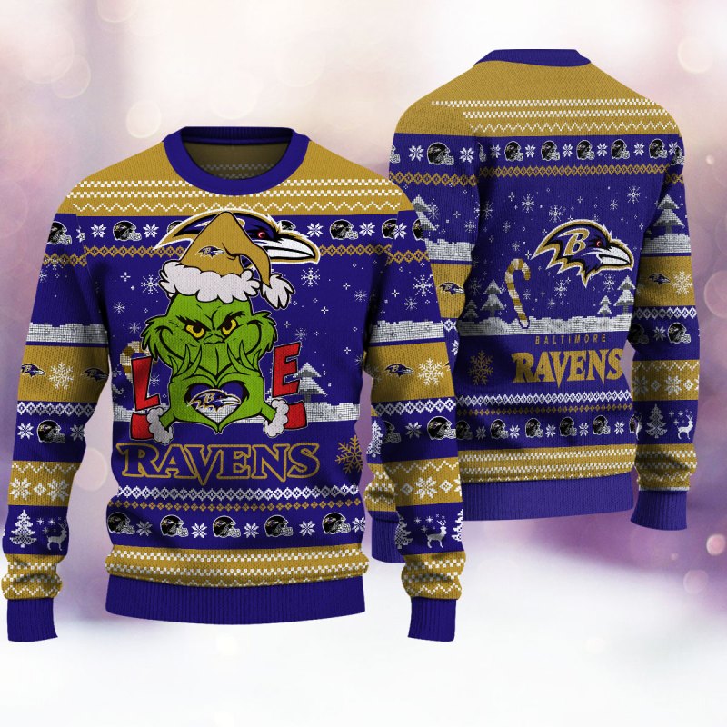 Baltimore Ravens Christmas Sweater back view