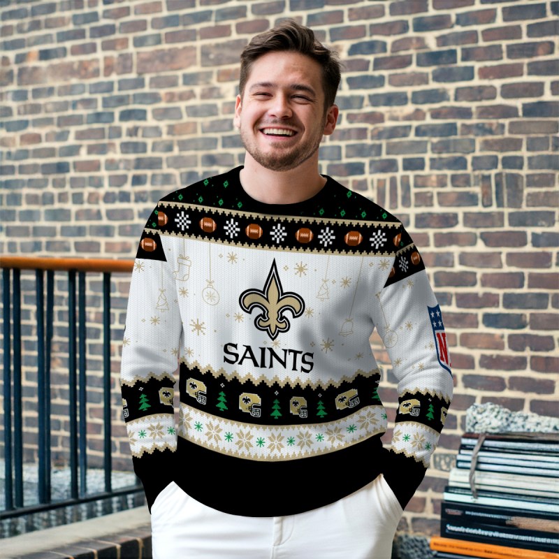 New Orleans Saints Ugly Christmas Sweater Outdoor