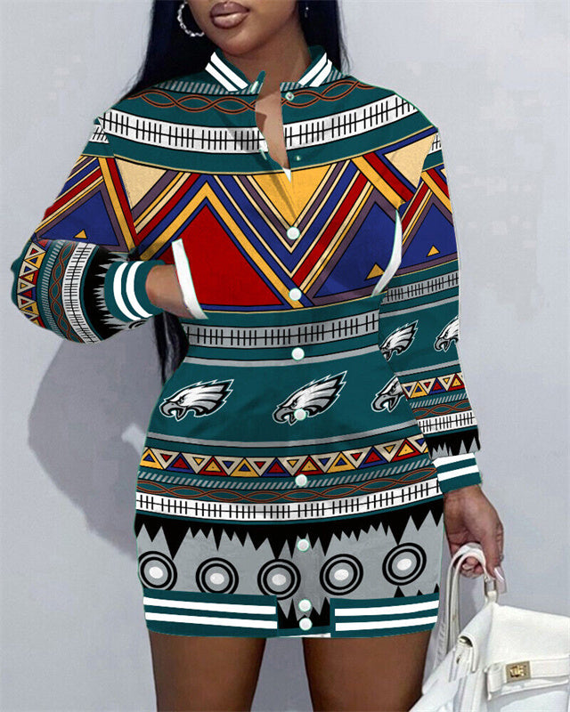 Philadelphia Eagles Women's Button Down Jacket Dress