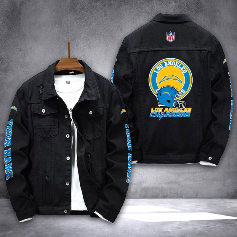 Los Angeles Chargers Denim Jacket Back View