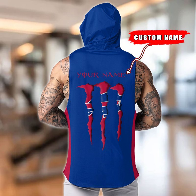 Buffalo Bills Personalized Men's Workout Hooded Tank Top - Team Color Back