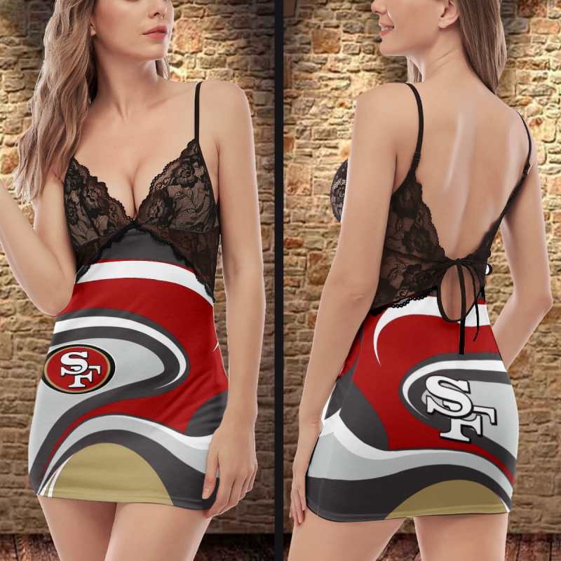 San Francisco 49ers Lace Back Strap Slip Dress Image 2