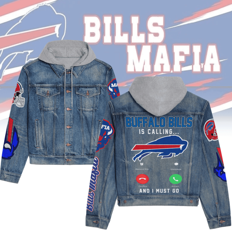 Buffalo Bills Hooded Denim Jacket Front View
