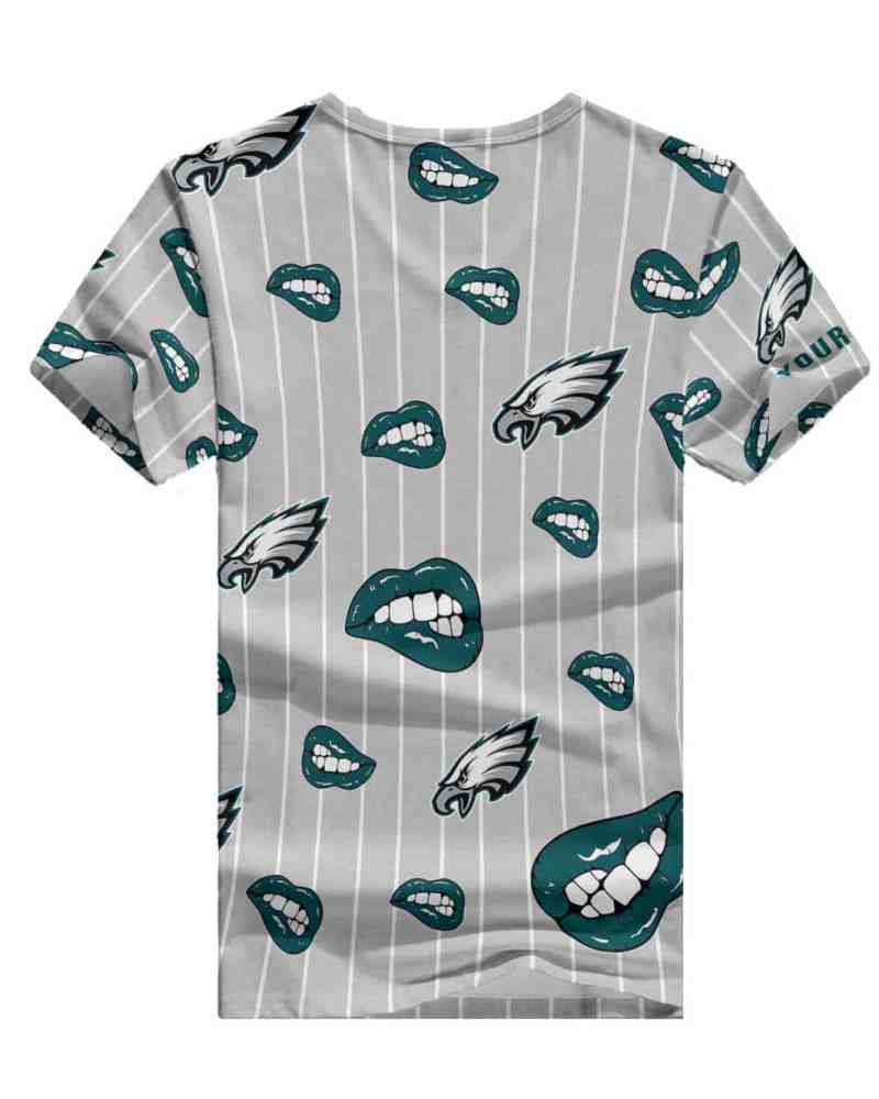 Philadelphia Eagles Personalized V-neck Women T-shirt - Back View