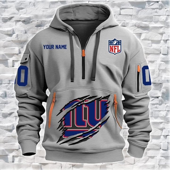 New York Giants Personalized Quarter Zip Hoodie Image 1