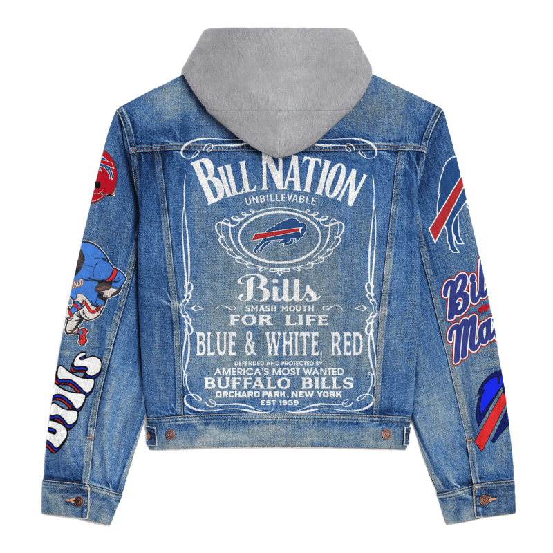 Buffalo Bills Hooded Denim Jacket - Back Design