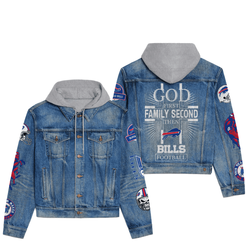 Buffalo Bills Hooded Denim Jacket Front View