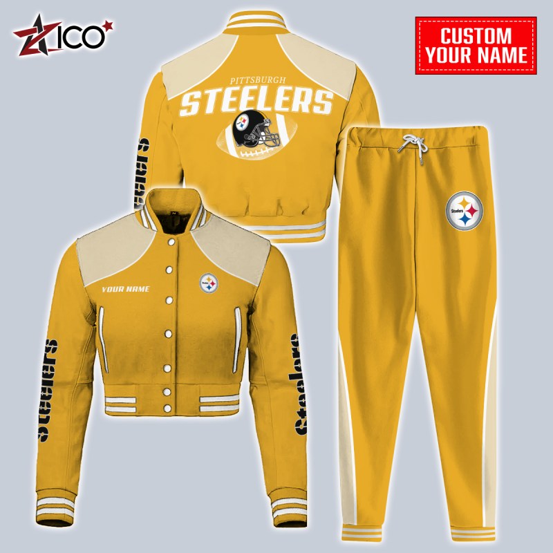 Pittsburgh Steelers Varsity Jacket and Sweatpants - MKFull