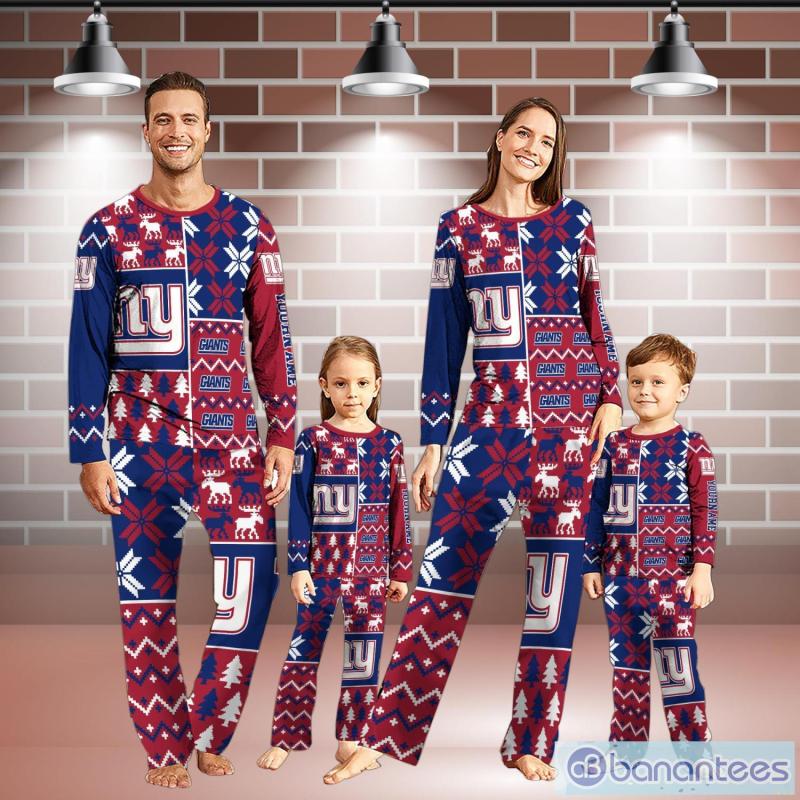 New York Giants Pajamas Set Christmas Snowflake Pattern Pajamas Christmas Gift for Family
