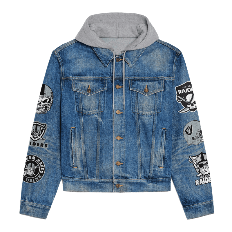 Las Vegas Raiders Premium Hooded Denim Jacket Side View
