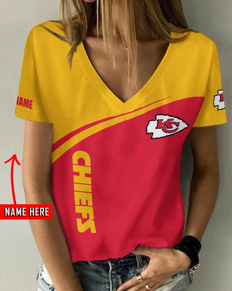 Kansas City Chiefs Personalized V-neck T-shirt