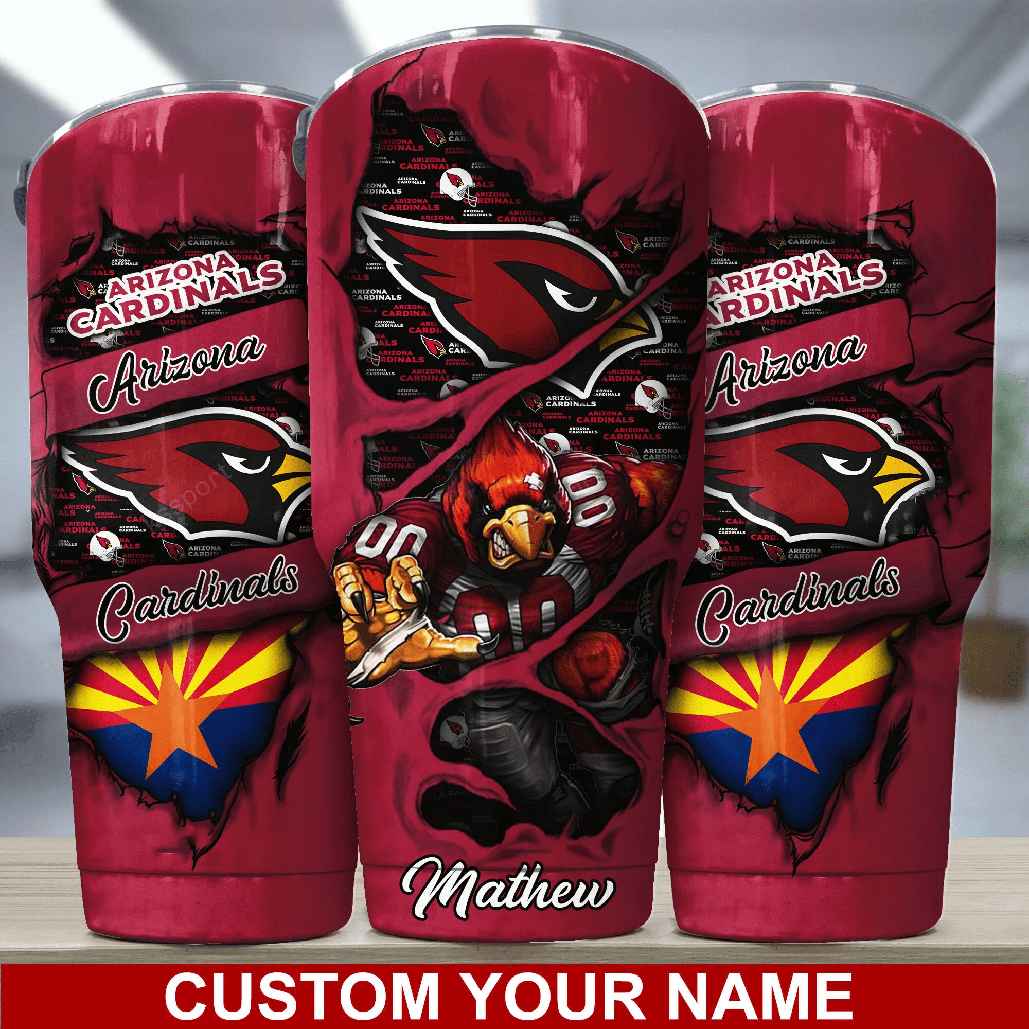 Arizona Cardinals Personalized Tumbler Design