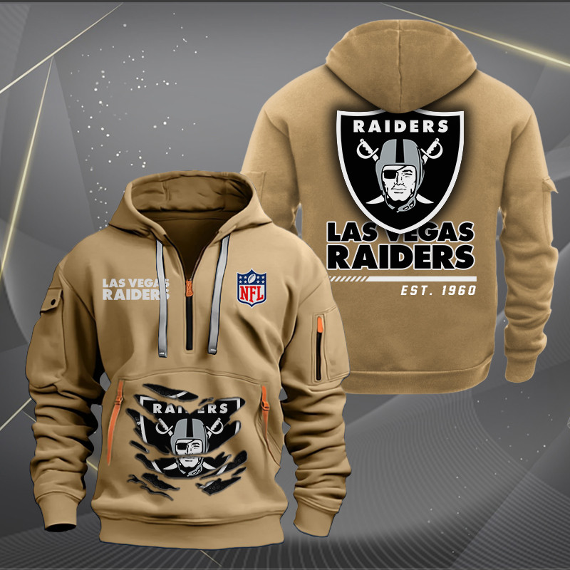 Las Vegas Raiders Personalized Quarter Zip Hoodie - Lifestyle Image