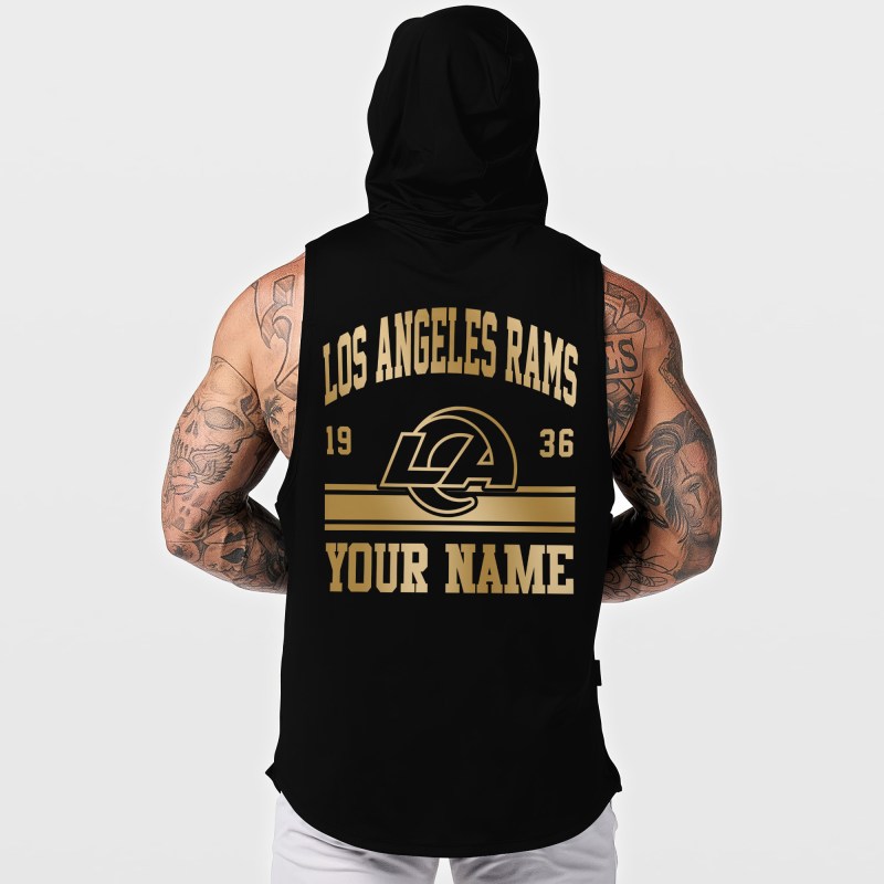 Los Angeles Rams Men's Workout Hooded Tank Top Back View
