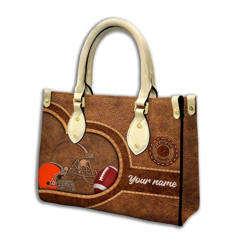 Cleveland Browns Personalized Leather Hand Bag Image 2