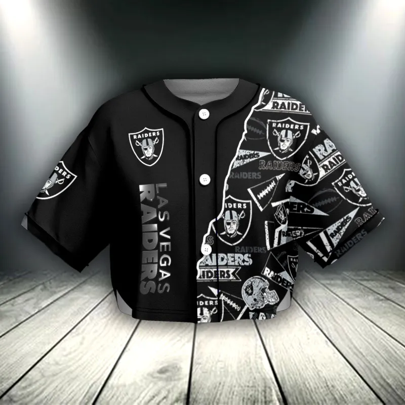 Las Vegas Raiders Crop Top Baseball Jersey Image 2