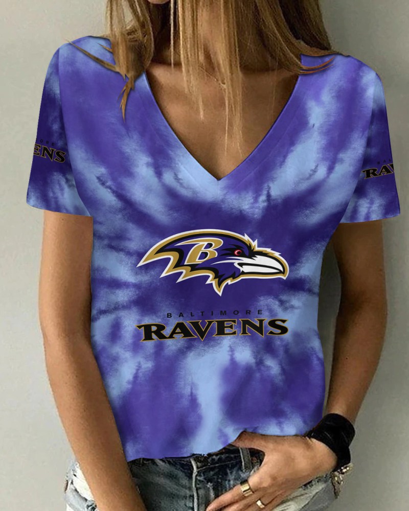 Baltimore Ravens Summer V-neck Women T-shirt 1