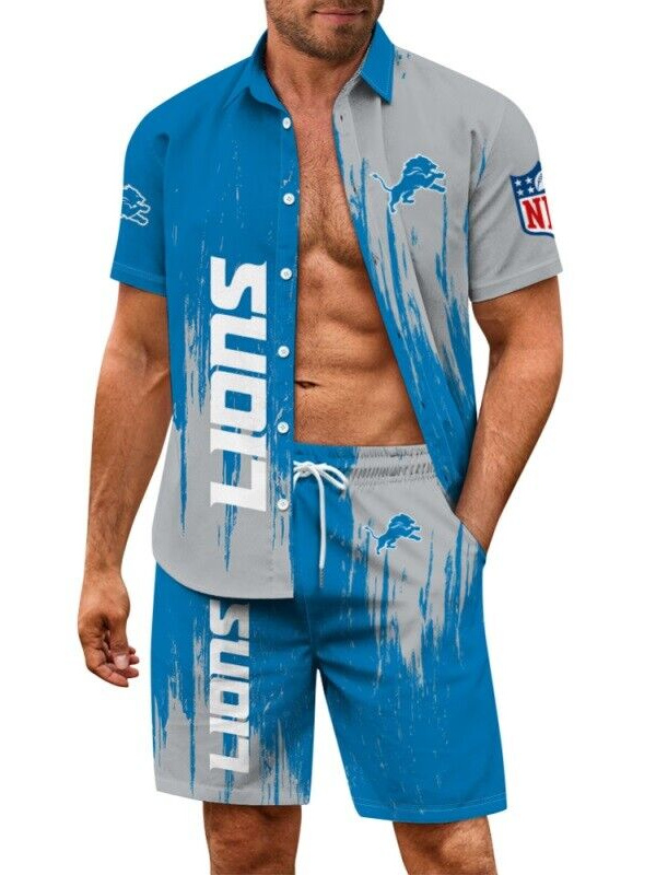 Detroit Lions Combo Hawaiian Shirt and Shorts