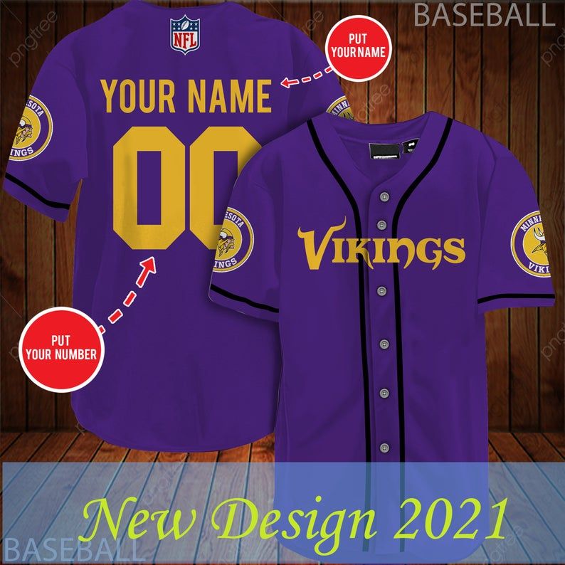 Personalized NFL Minnesota Vikings Baseball Jersey