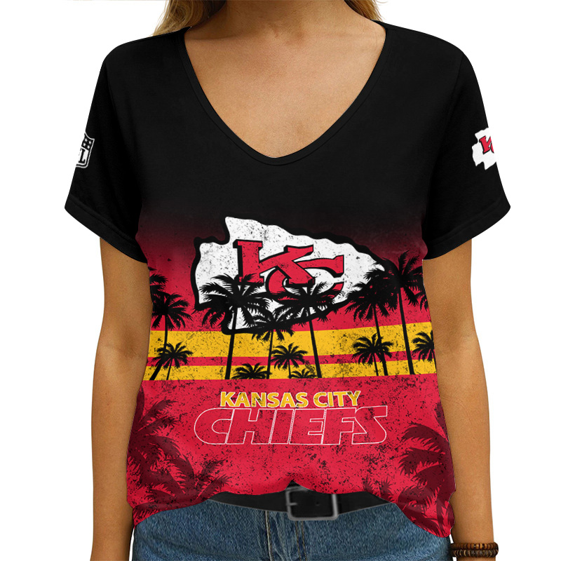 Kansas City Chiefs Personalized V-neck T-shirt - Image 2