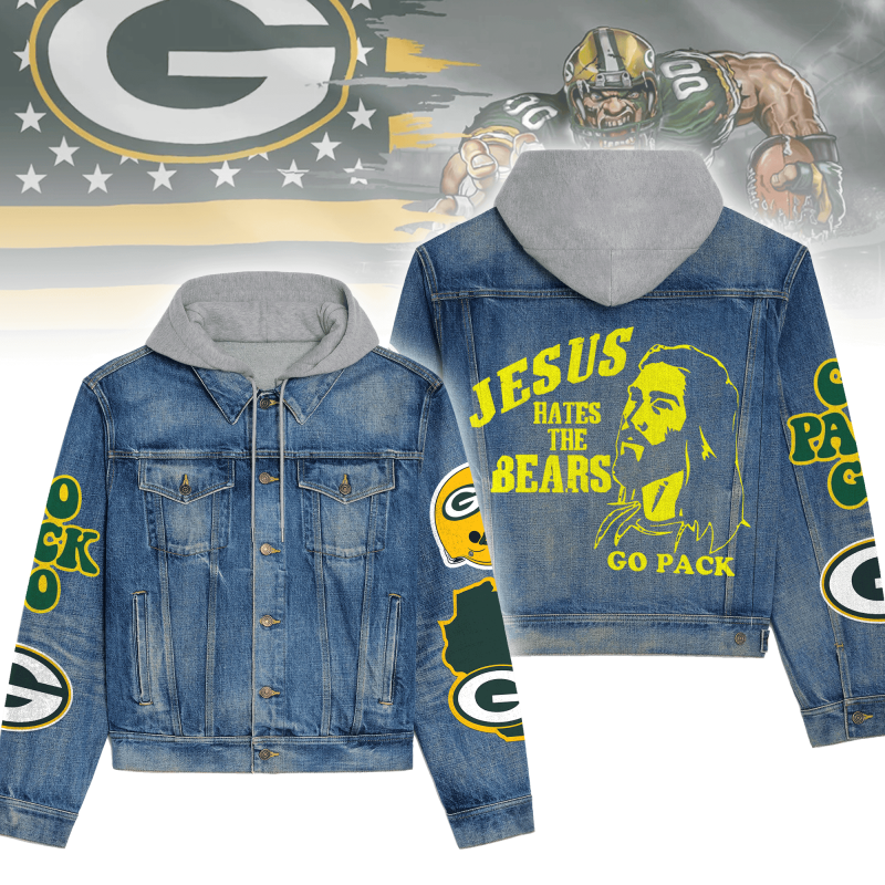 Green Bay Packers Premium Hooded Denim Jacket