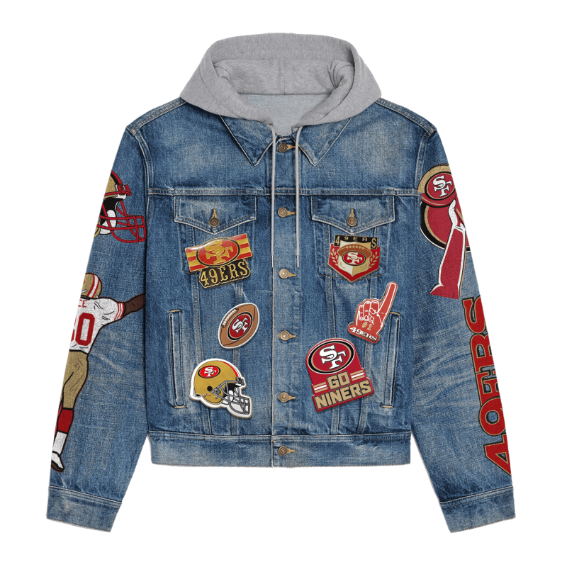 San Francisco 49ers Premium Hooded Denim Jacket Detail