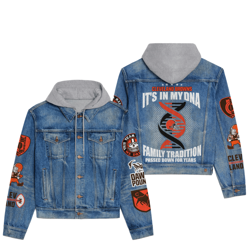 Cleveland Browns Premium Hooded Denim Jacket Front View