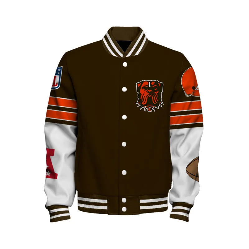 Cleveland Browns Unisex Ultimate Game Day Varsity Jacket - Back View
