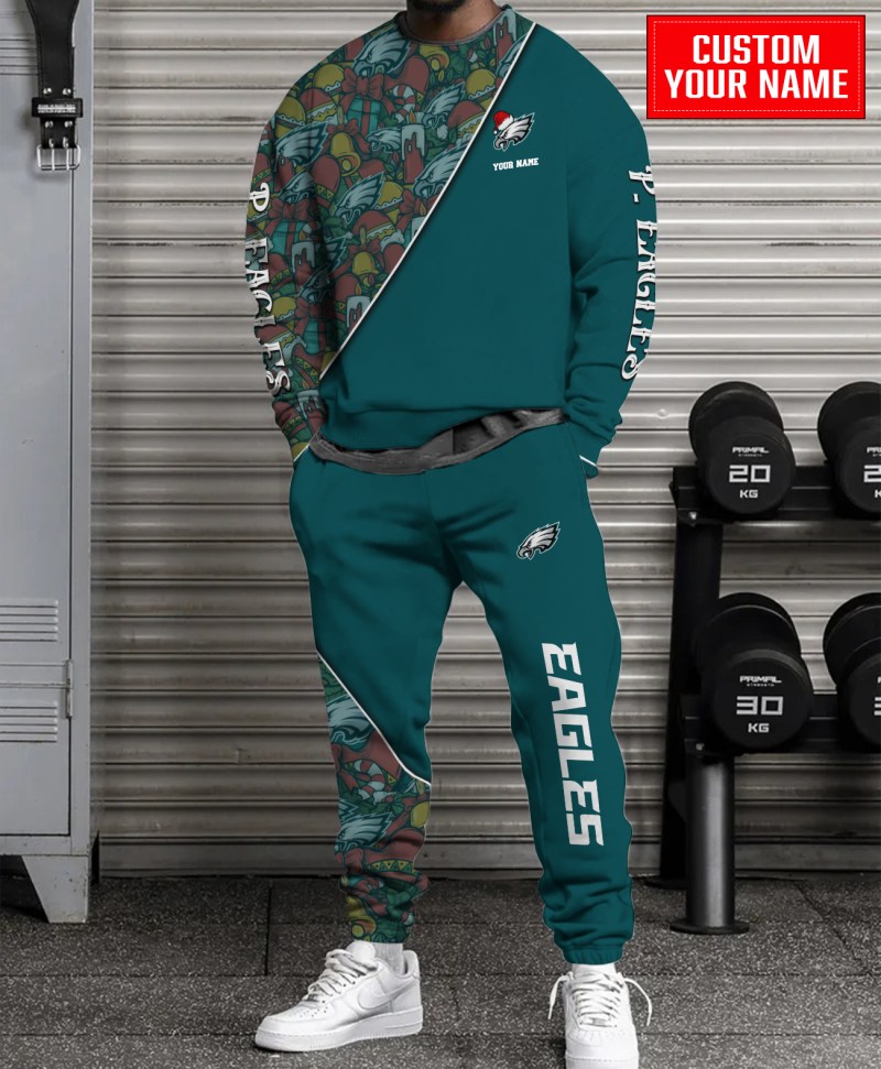 Philadelphia Eagles Christmas Pattern Unisex Combo Sweatshirt and Sweatpants
