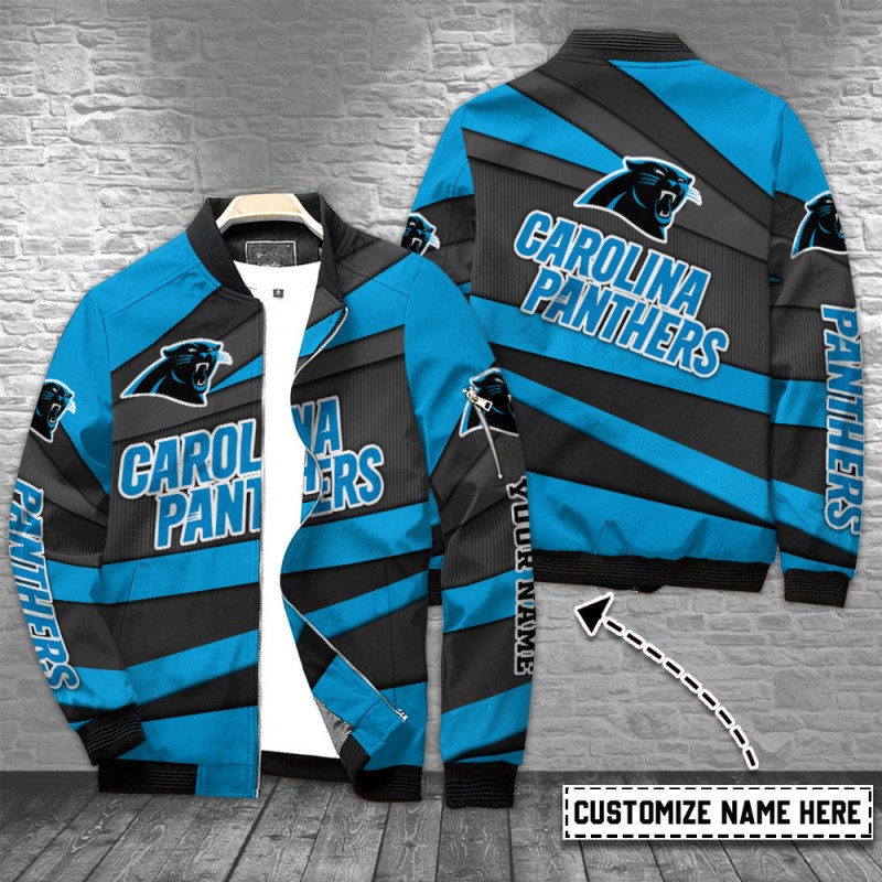 Carolina Panthers Personalized Bomber Jacket Front