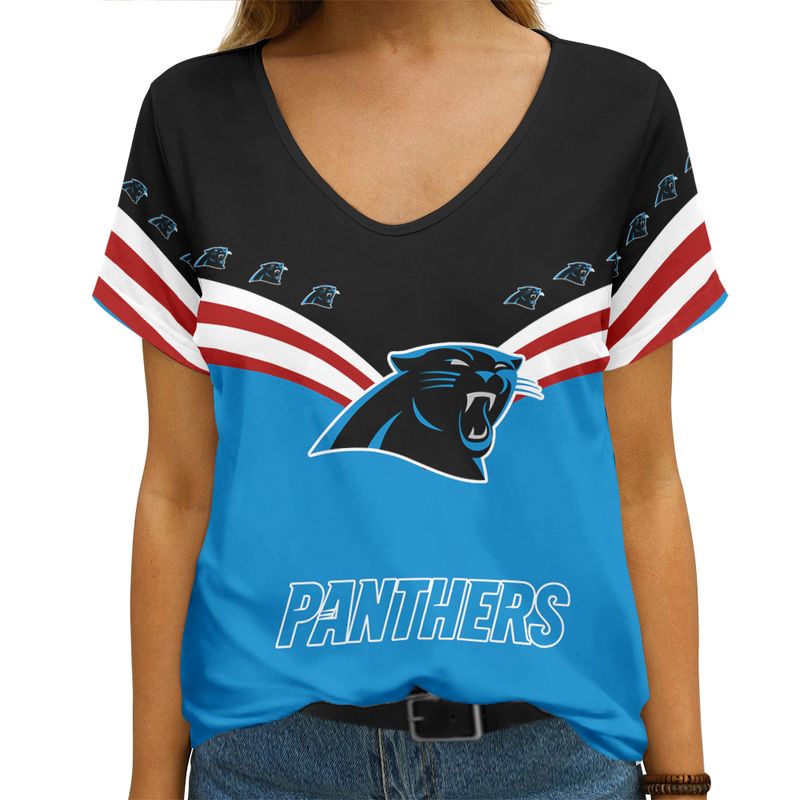 Carolina Panthers Personalized V-neck Women T-shirt Image 1