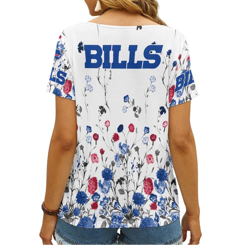 Buffalo Bills Personalized V-neck Women T-shirt - Back View