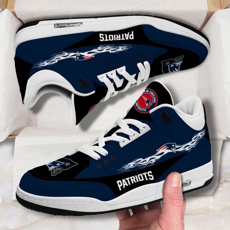 New England Patriots White JD03 Genuine Leather Shoes