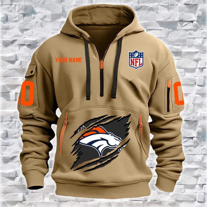 Denver Broncos Quarter Zip Hoodie