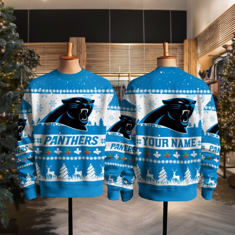 Carolina Panthers Ugly Christmas Sweater Full View