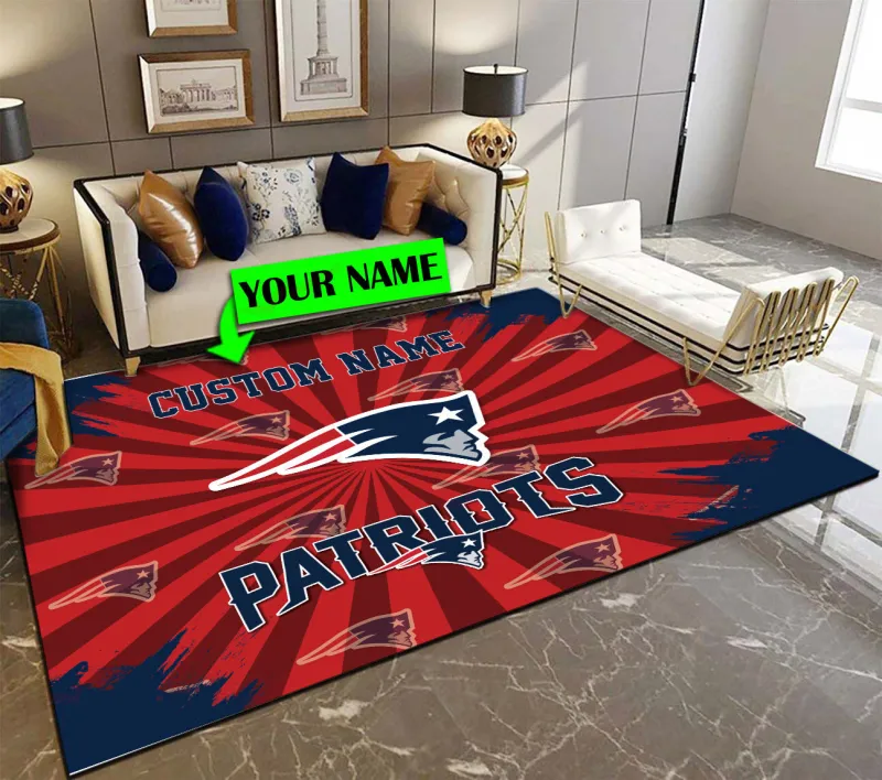 New England Patriots Personalized Premium Rectangle Rug