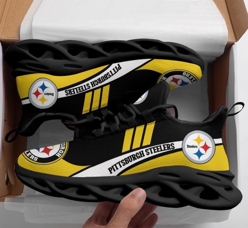 Wavy Sole Design of Pittsburgh Steelers Yezy Sneakers
