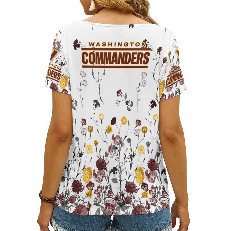 Washington Commanders T-shirt with V-neck Design