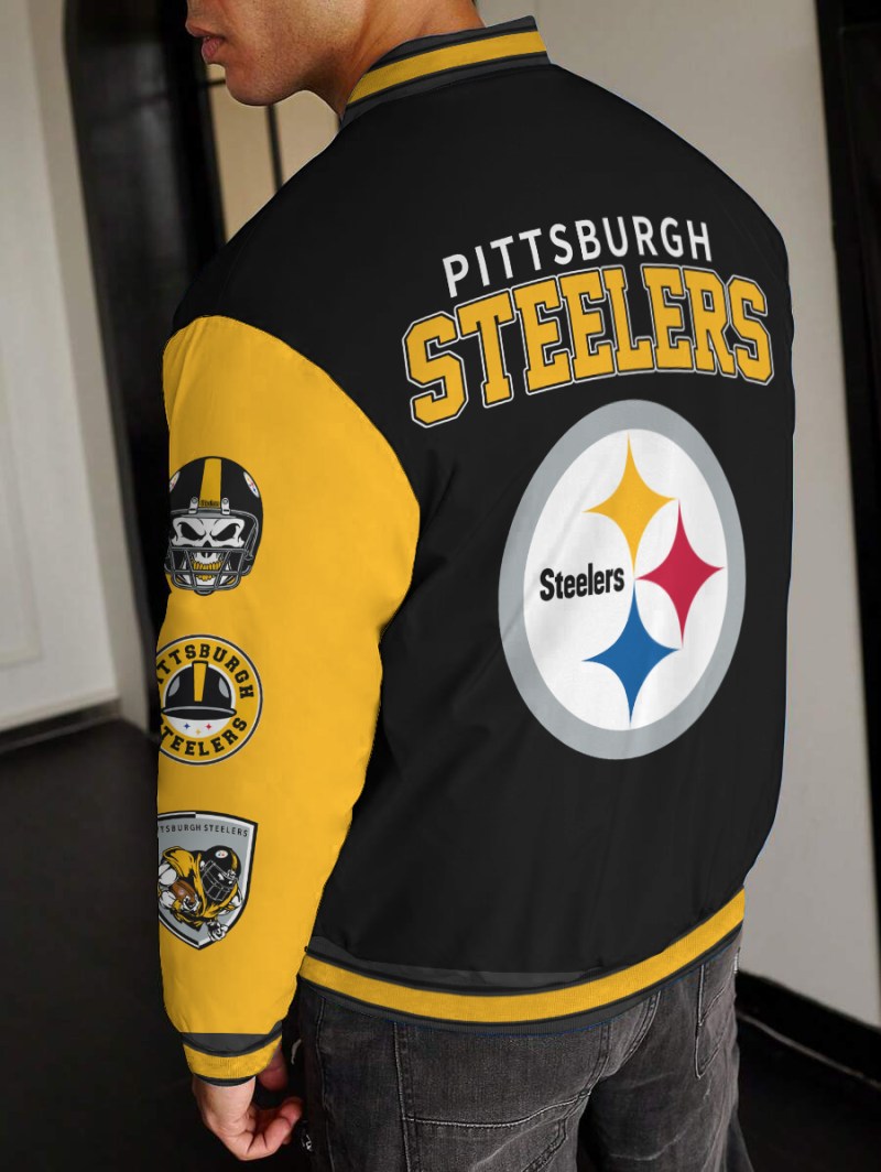 Pittsburgh Steelers Varsity Jacket Back View