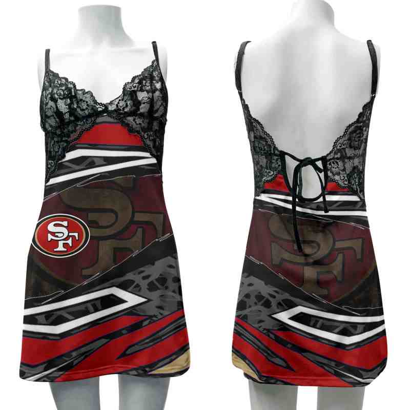 San Francisco 49ers Lace Back Strap Slip Dress Image 1
