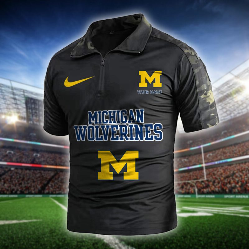 Michigan Wolverines Army Polo Shirt Black Camo