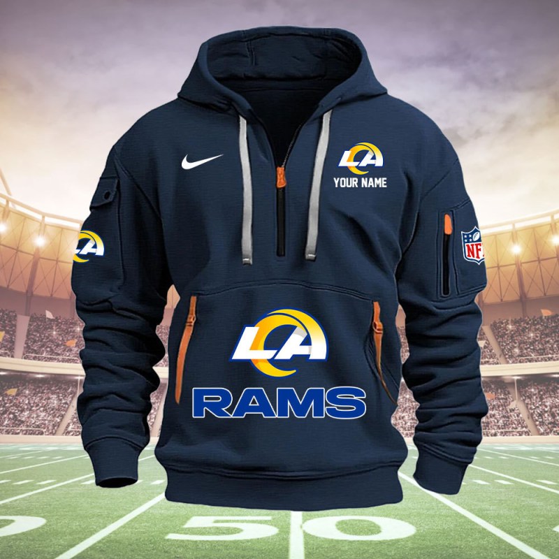 Los Angeles Rams Personalized Quarter Zip Hoodie 2