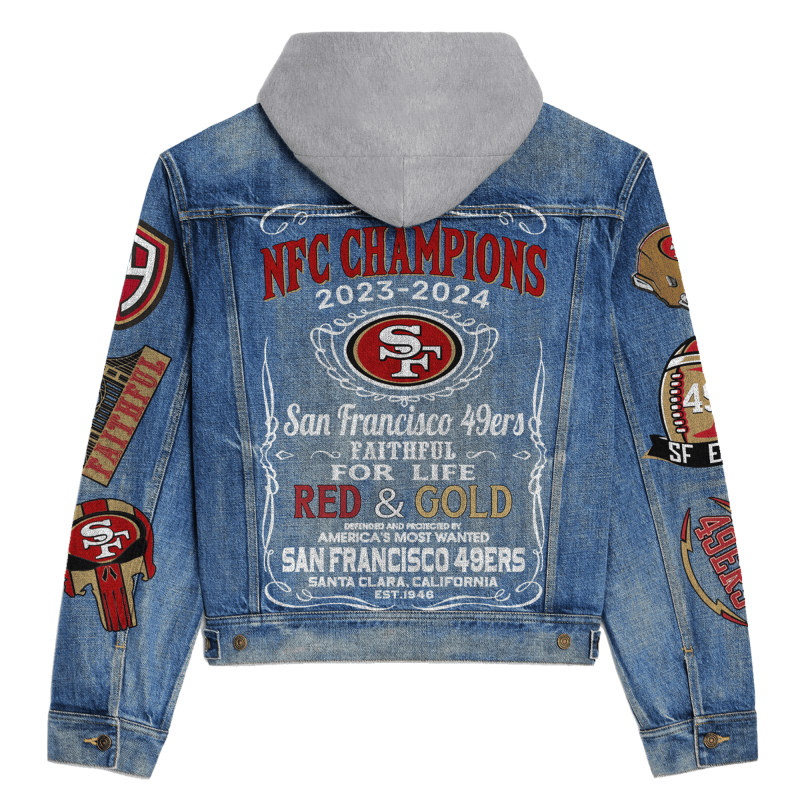 San Francisco 49ers Hooded Denim Jacket - Stylish Look