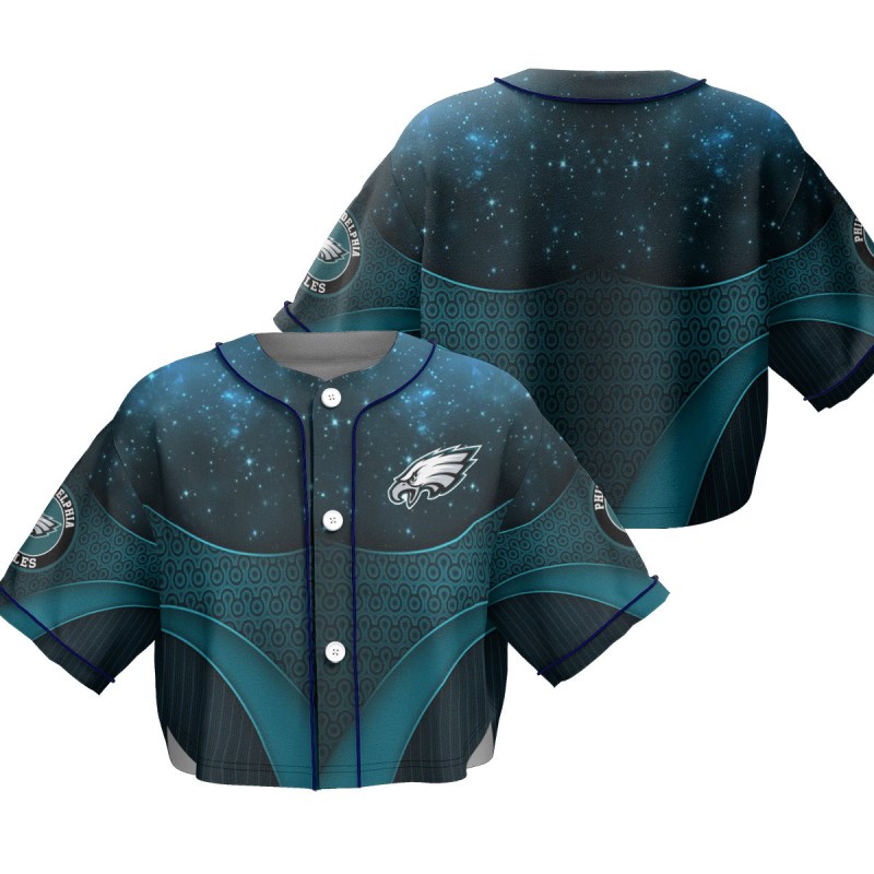 Philadelphia Eagles Crop Top Baseball Jersey
