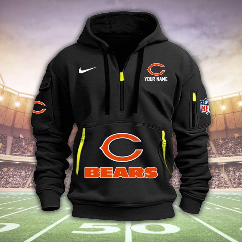 Chicago Bears Personalized Quarter Zip Hoodie Image 1